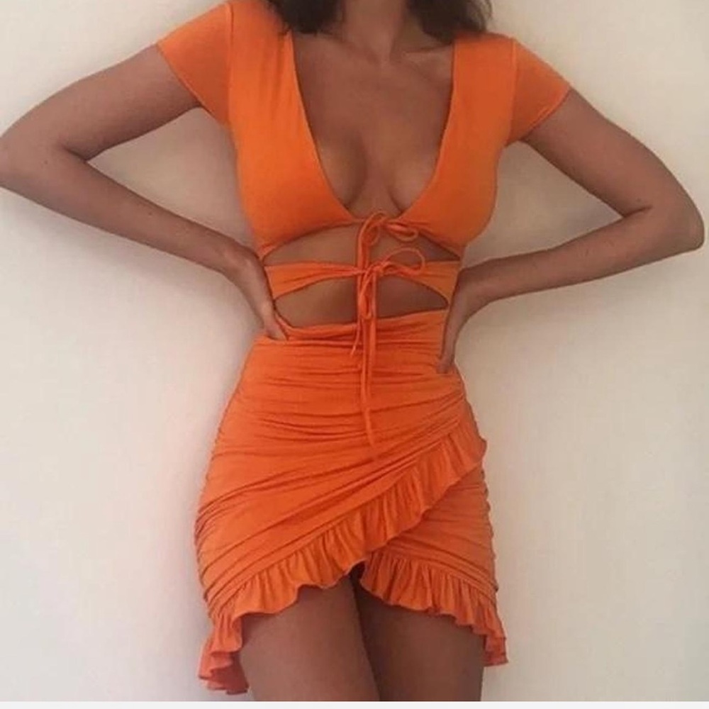 I.AM.GIA Vibrant Orange Cut-Out Mini Dress
